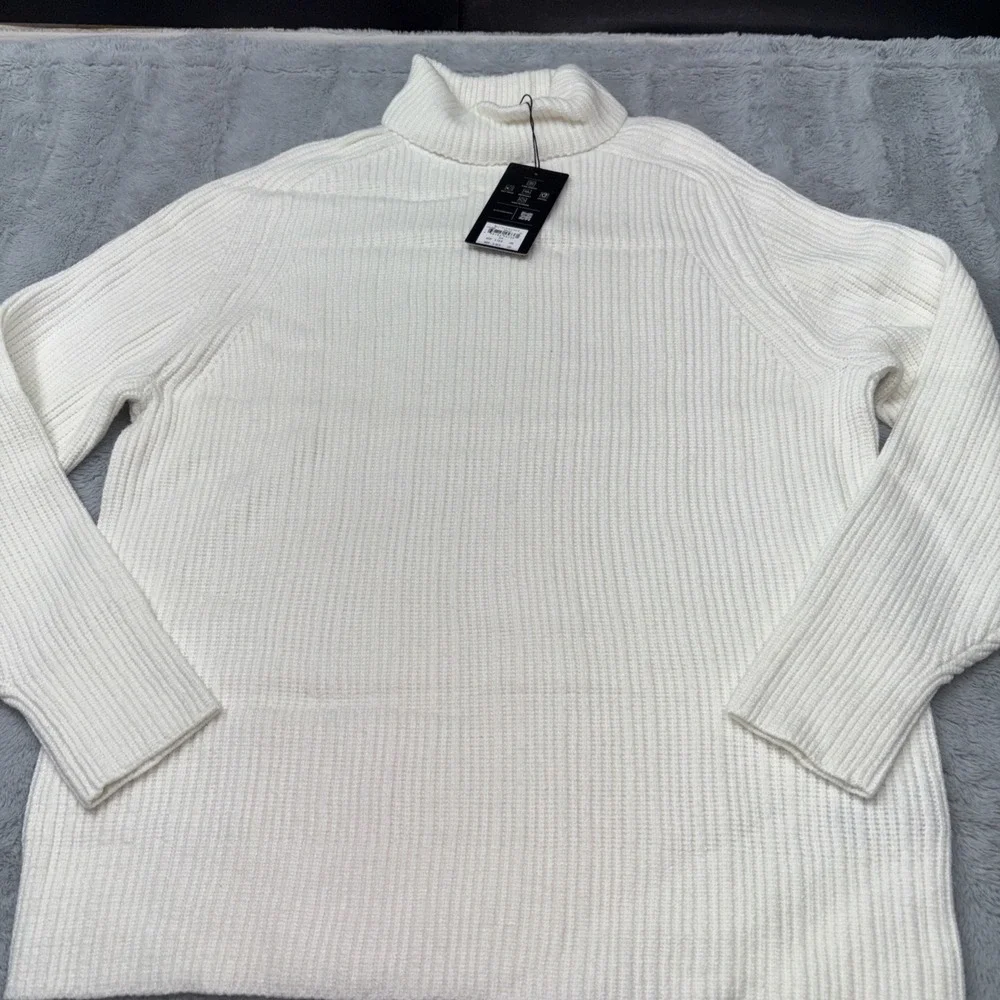 7 Diamonds Men's Twin City Rolled Turtleneck Sweater XL  Ivory 4 Way Stretch NWT